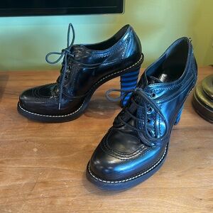 Balenciaga high heel leather loafers black size 40 / US 8